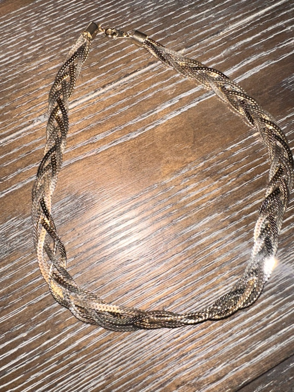 Braided Metallic Rope Necklace in Gold and Silver
